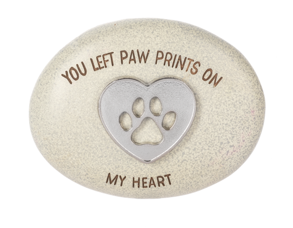 Pawprints on Heart Memory Stone